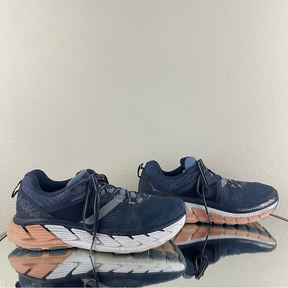 !SOLD! HOKA One One Mood Indigo Blue Dusty Pink Gaviota 2 Running Sneaker Shoes - Picture 4 of 13